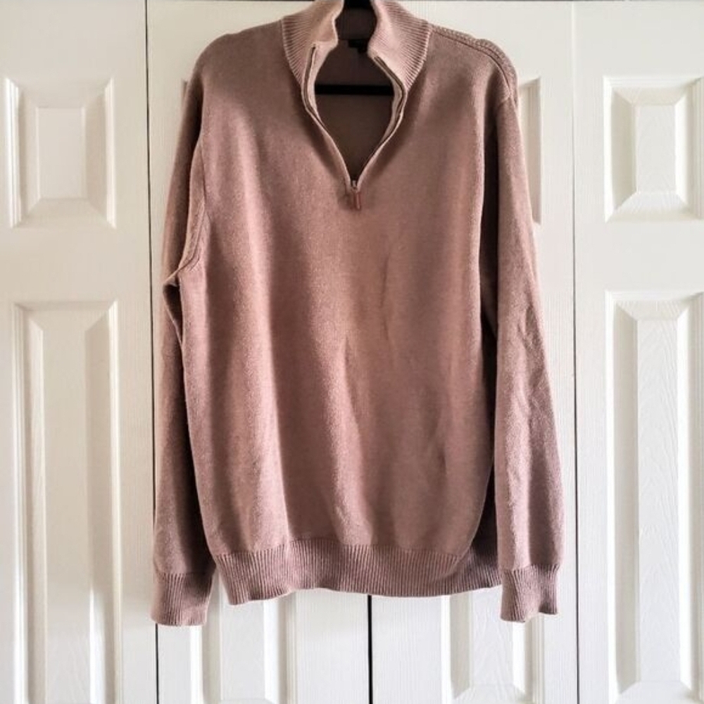 J. Crew Tan Quarter Zip Knit Pullover Sweater Men's XL